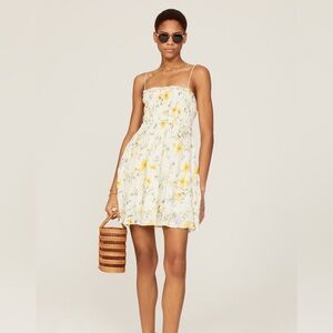 Kivari Yellow and White Floral Mini Dress